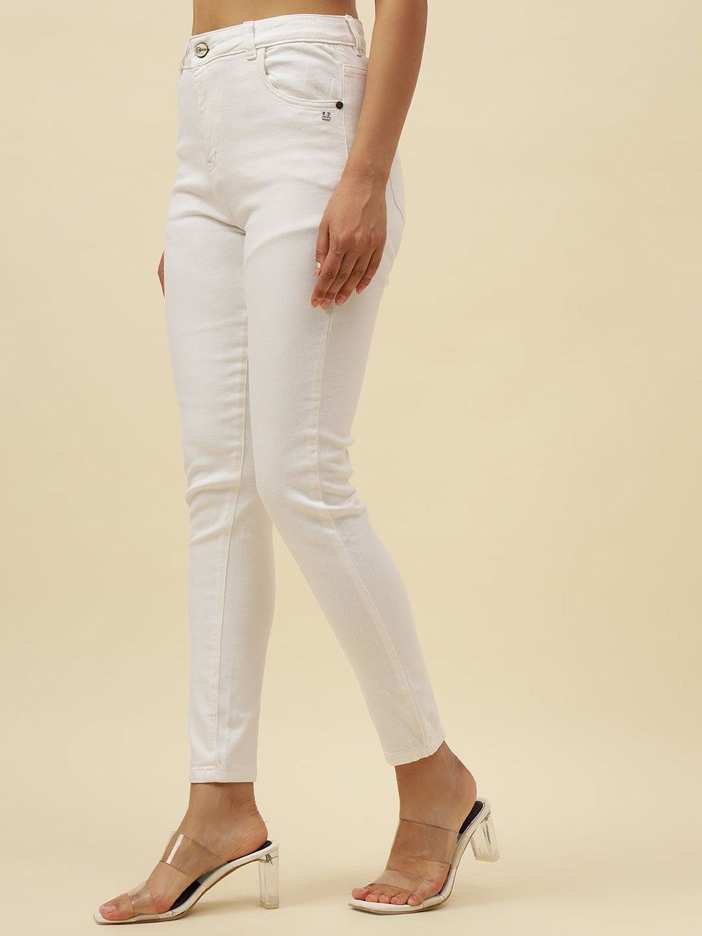 Slim Fit White Womens Jeans Beatnik