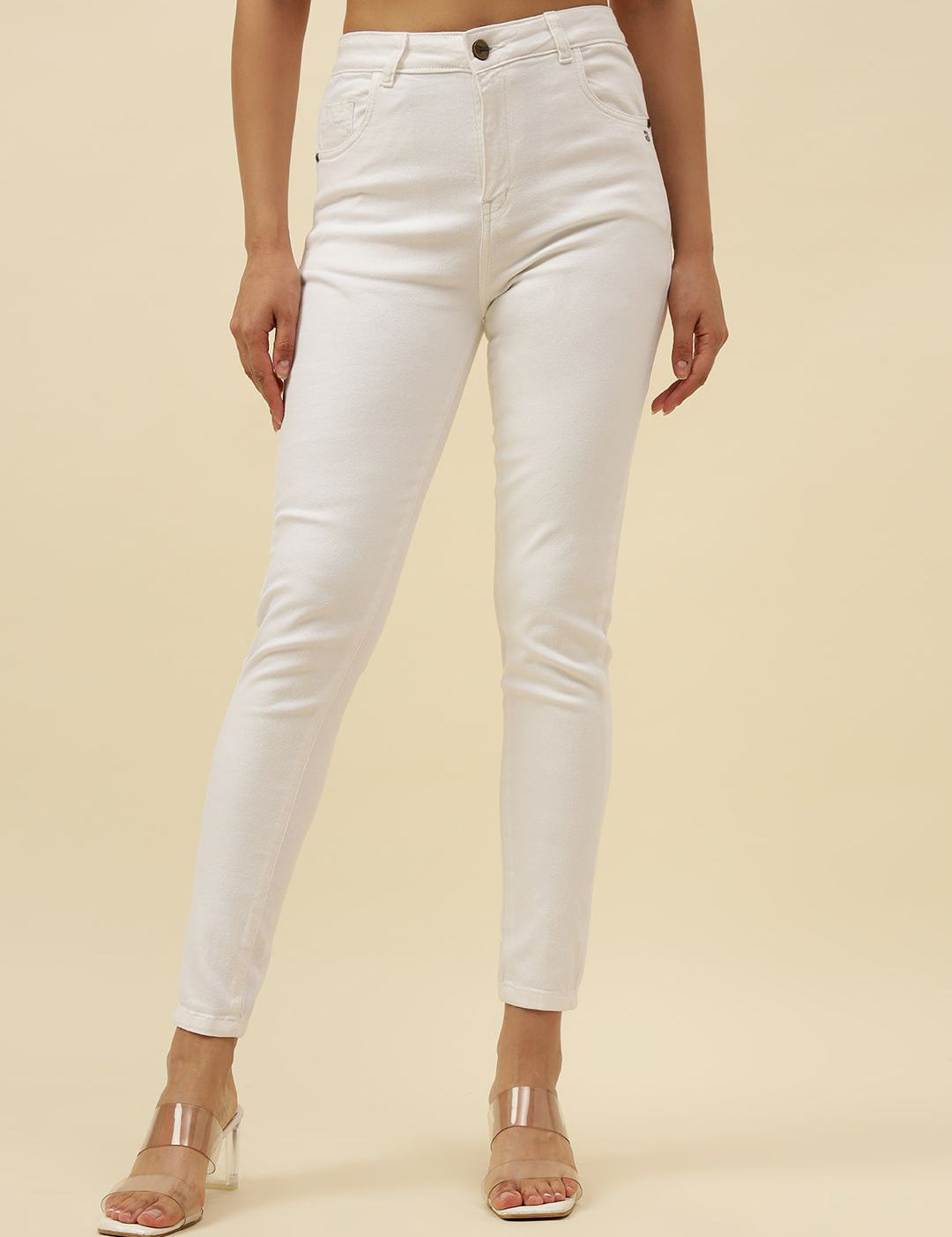 Slim Fit White Womens Jeans Beatnik
