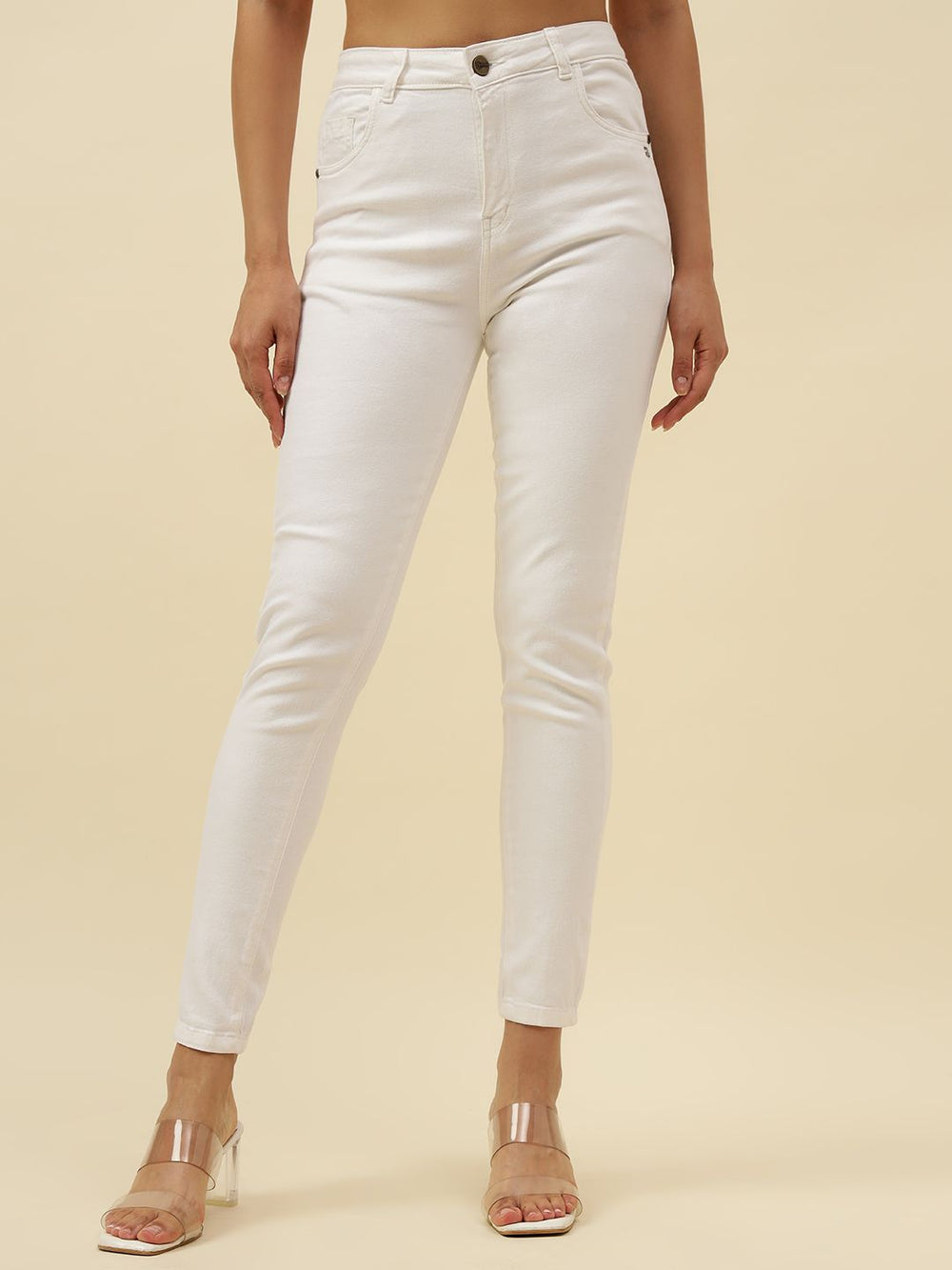Slim Fit White Womens Jeans Beatnik