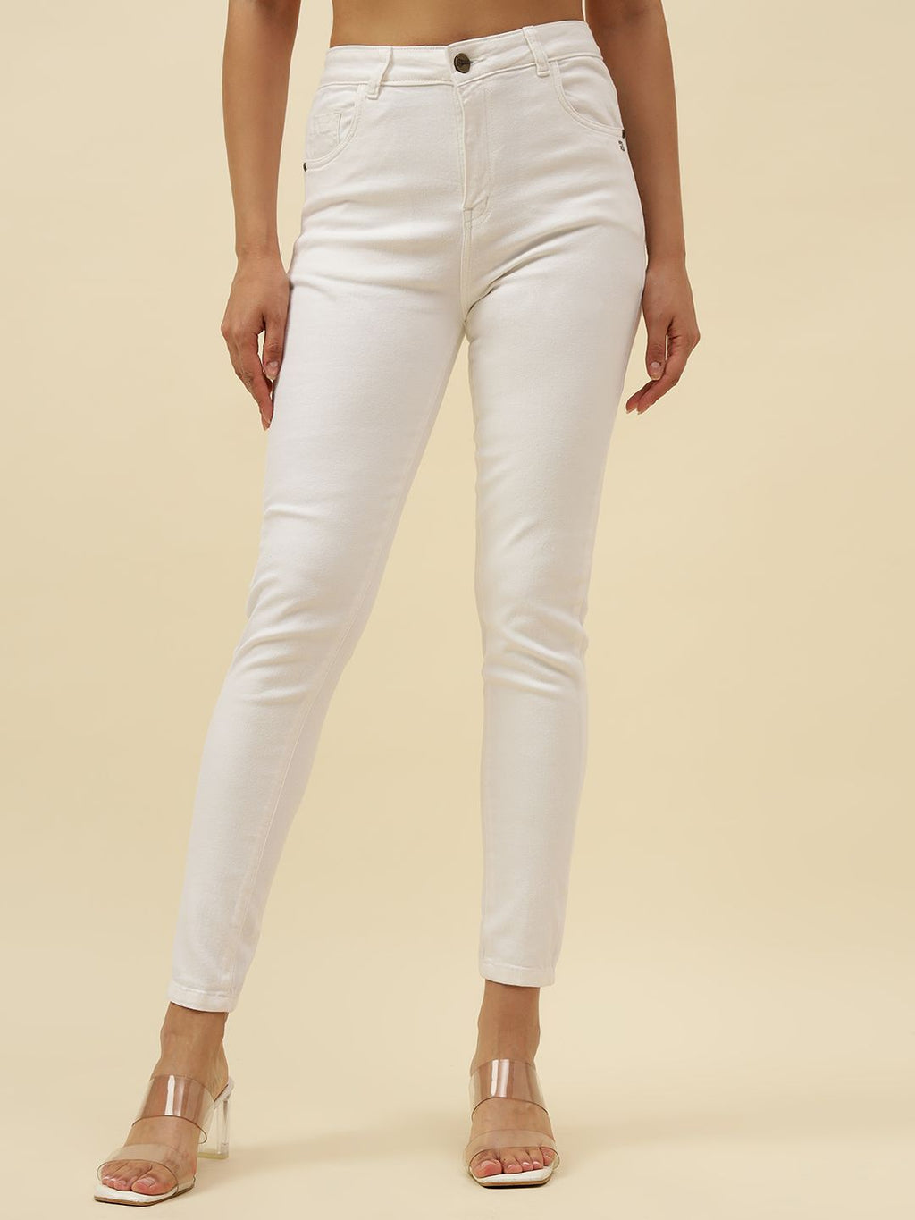 Slim Fit White Womens Jeans Beatnik