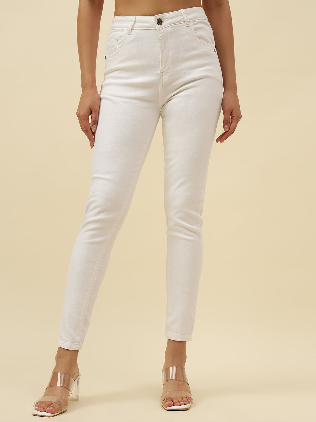 Slim Fit White Womens Jeans Beatnik