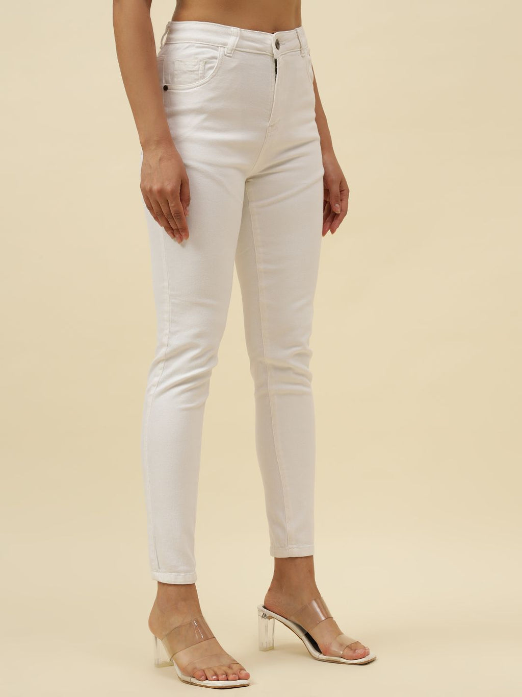 Slim Fit White Womens Jeans Beatnik