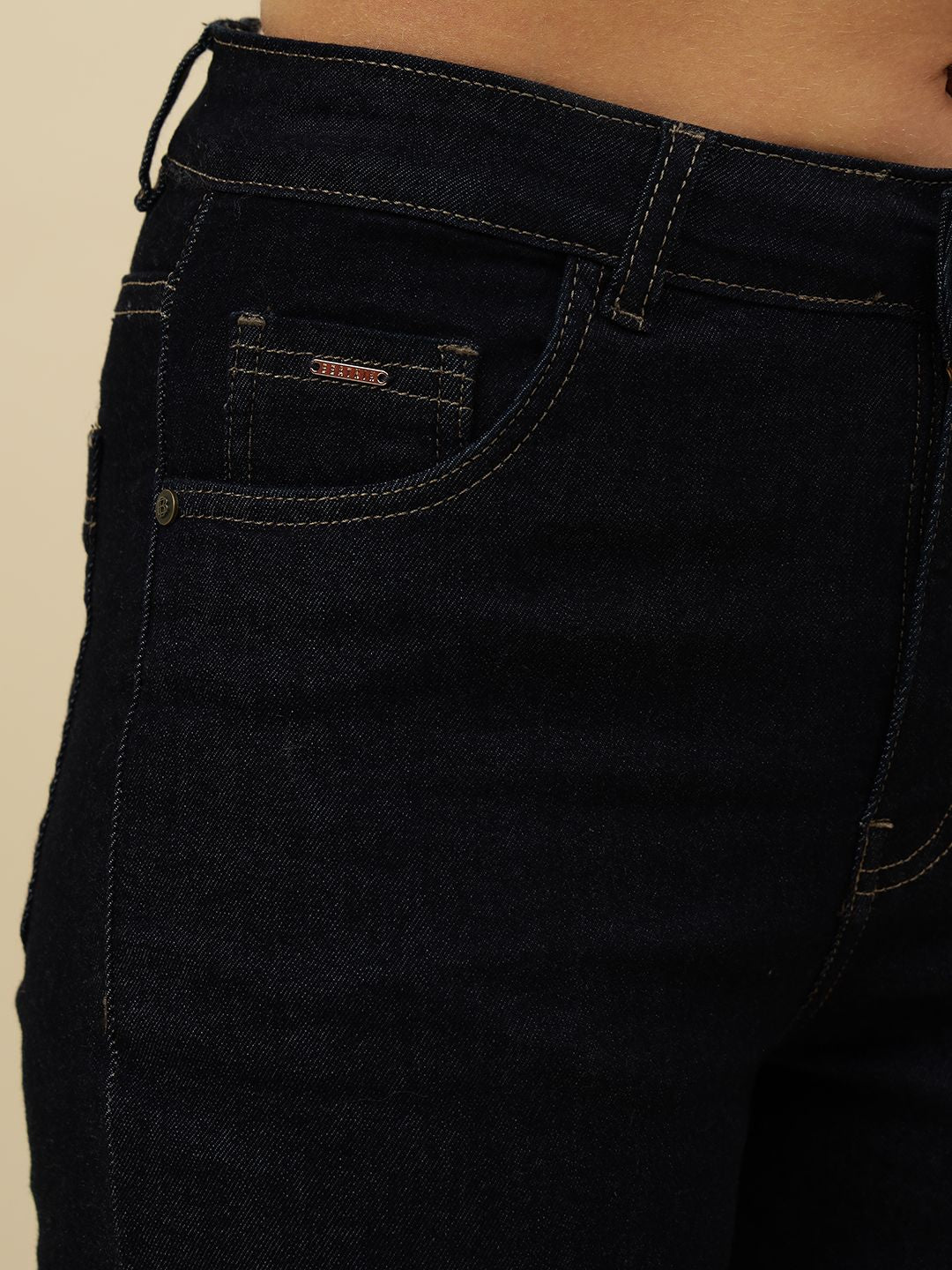 Dark Blue Womens Straight Fit  Jeans Beatnik