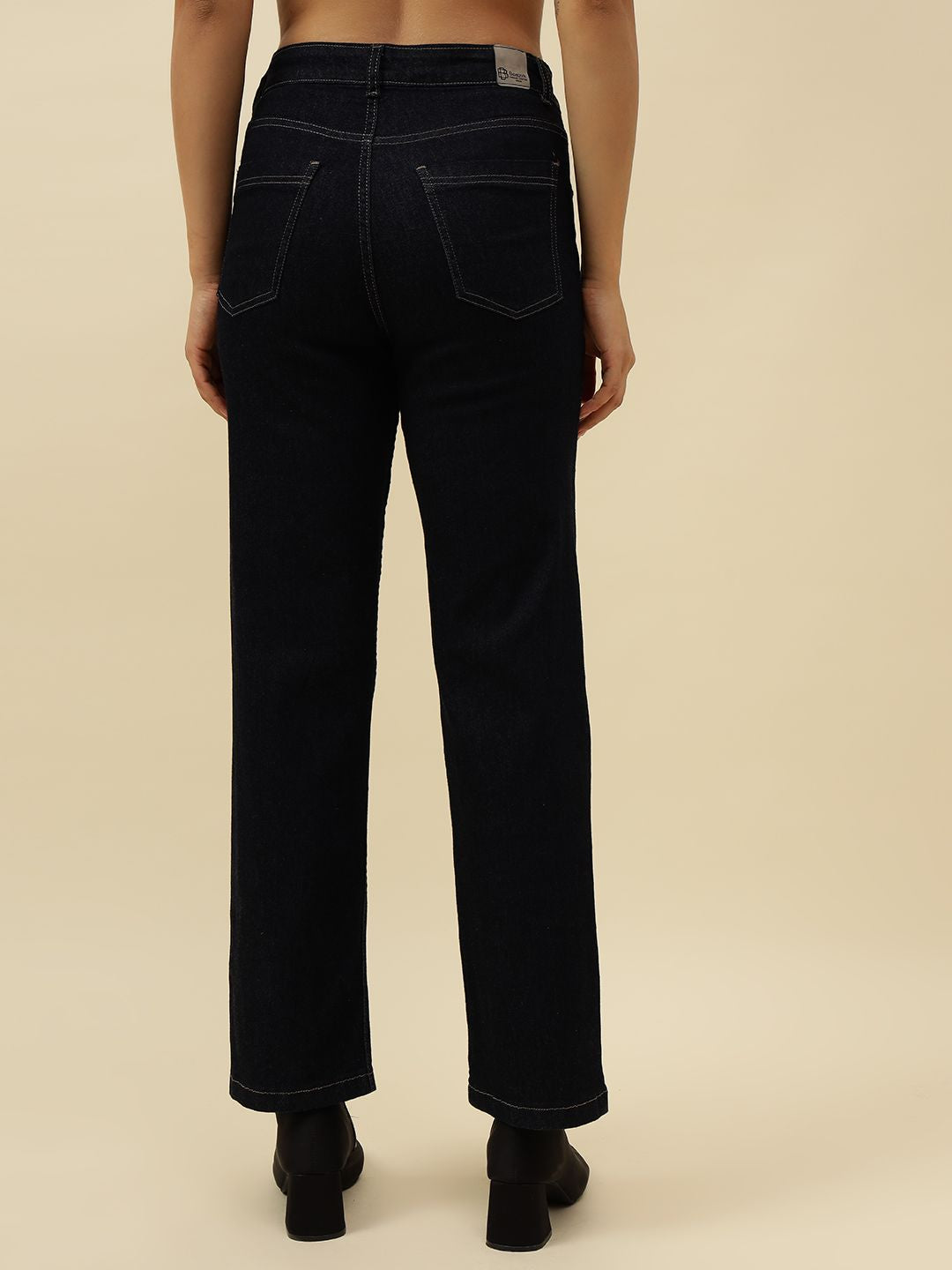 Dark Blue Womens Straight Fit  Jeans Beatnik