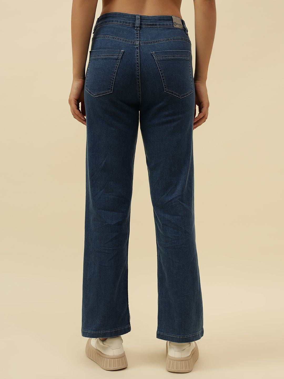 Straight Fit Denim Blue Womens Jeans Beatnik