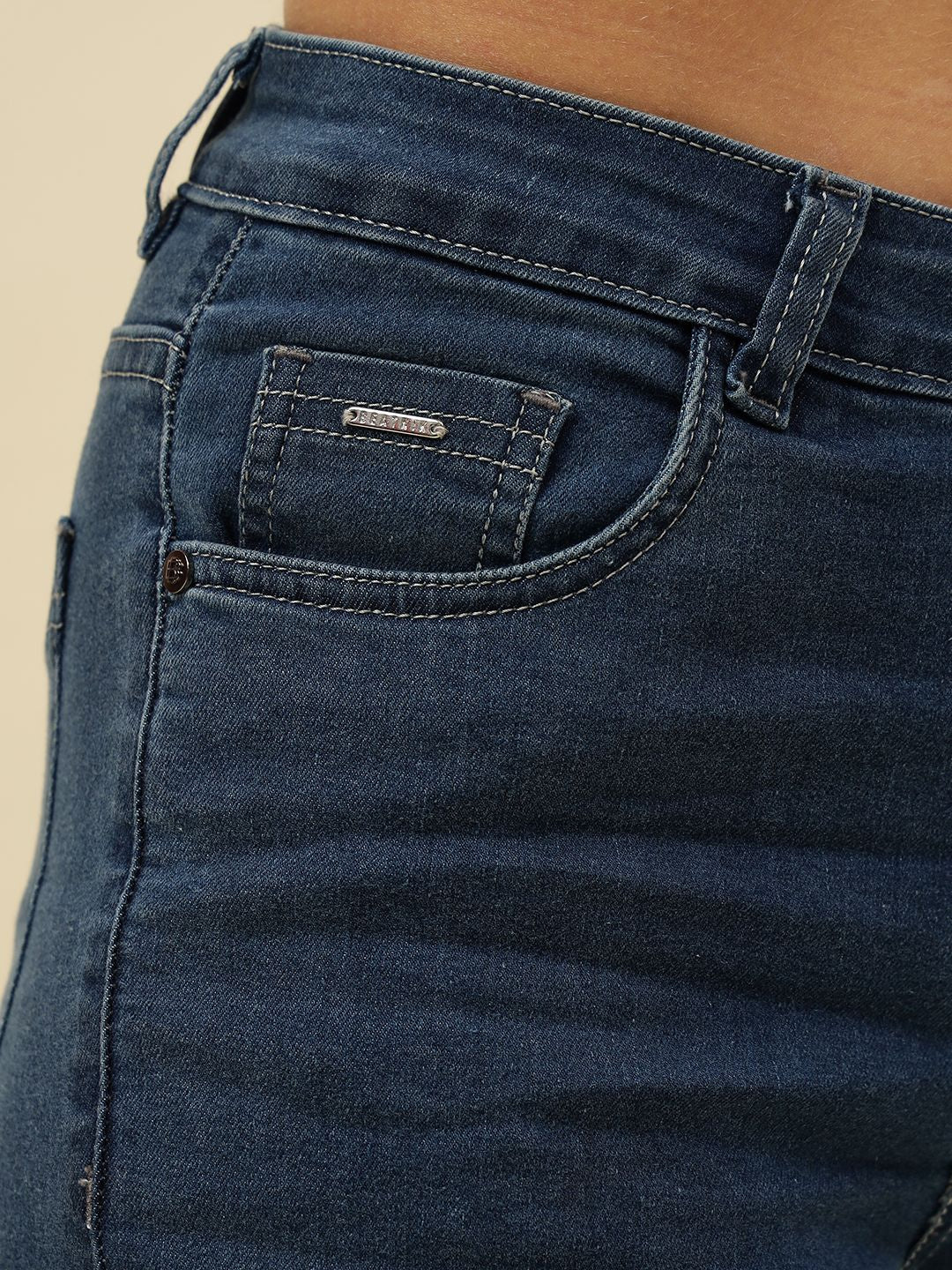 Straight Fit Denim Blue Womens Jeans Beatnik