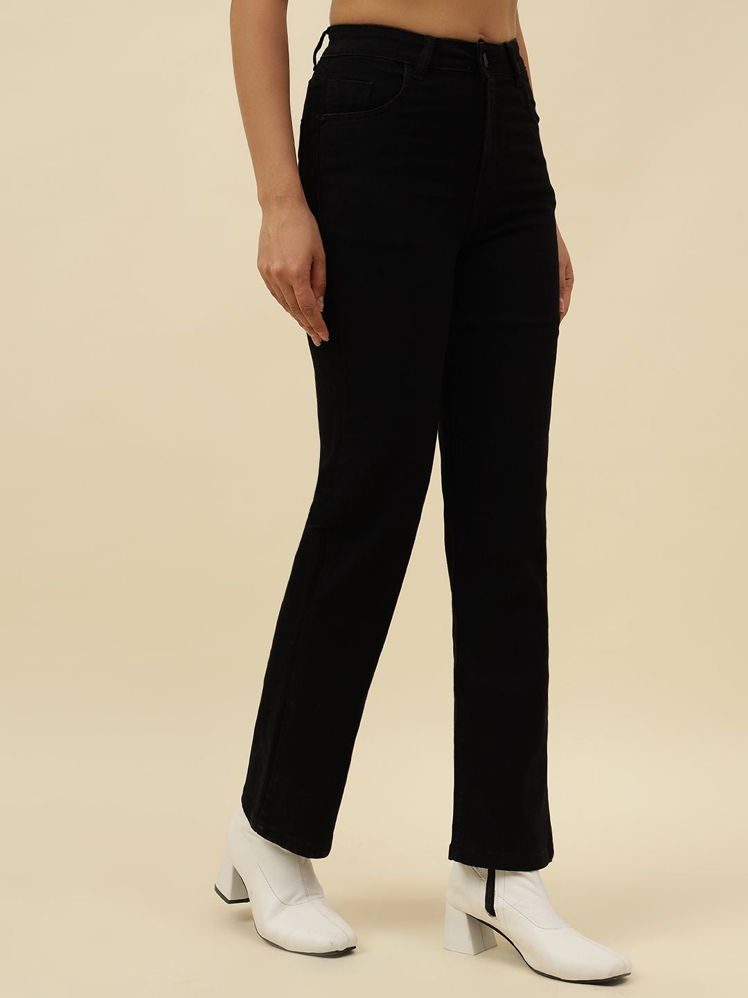 Straight Fit Black Womens Jeans Beatnik