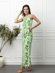 Beatnik Green Casual Wear Wide Leg Sleeveless Jumpsuit Beatnik India