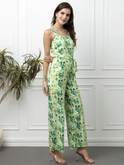 Beatnik Green Casual Wear Wide Leg Sleeveless Jumpsuit Beatnik India