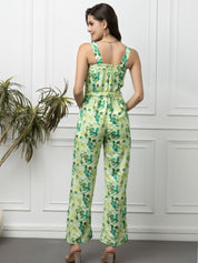 Beatnik Green Casual Wear Wide Leg Sleeveless Jumpsuit Beatnik India