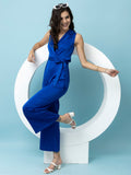 Beatnik Blue Party Wear Wide Leg Jumpsuit Beatnik India