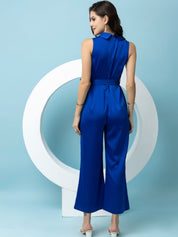 Beatnik Blue Party Wear Wide Leg Jumpsuit Beatnik India
