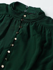 Beatnik Straight Ankle-length Self Dark Green Women Jumpsuits Beatnik India