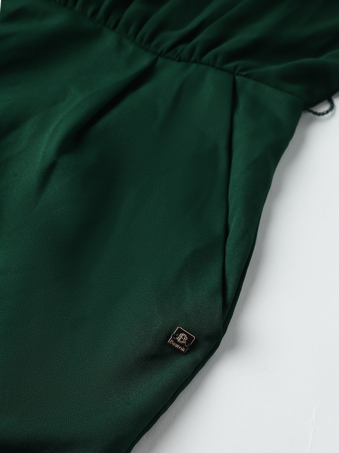Beatnik Straight Ankle-length Self Dark Green Women Jumpsuits Beatnik India