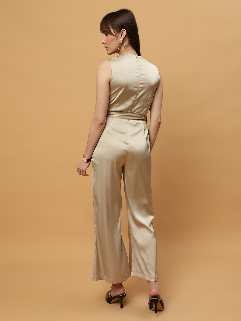 Champagne Gold Round Neck Jumpsuit