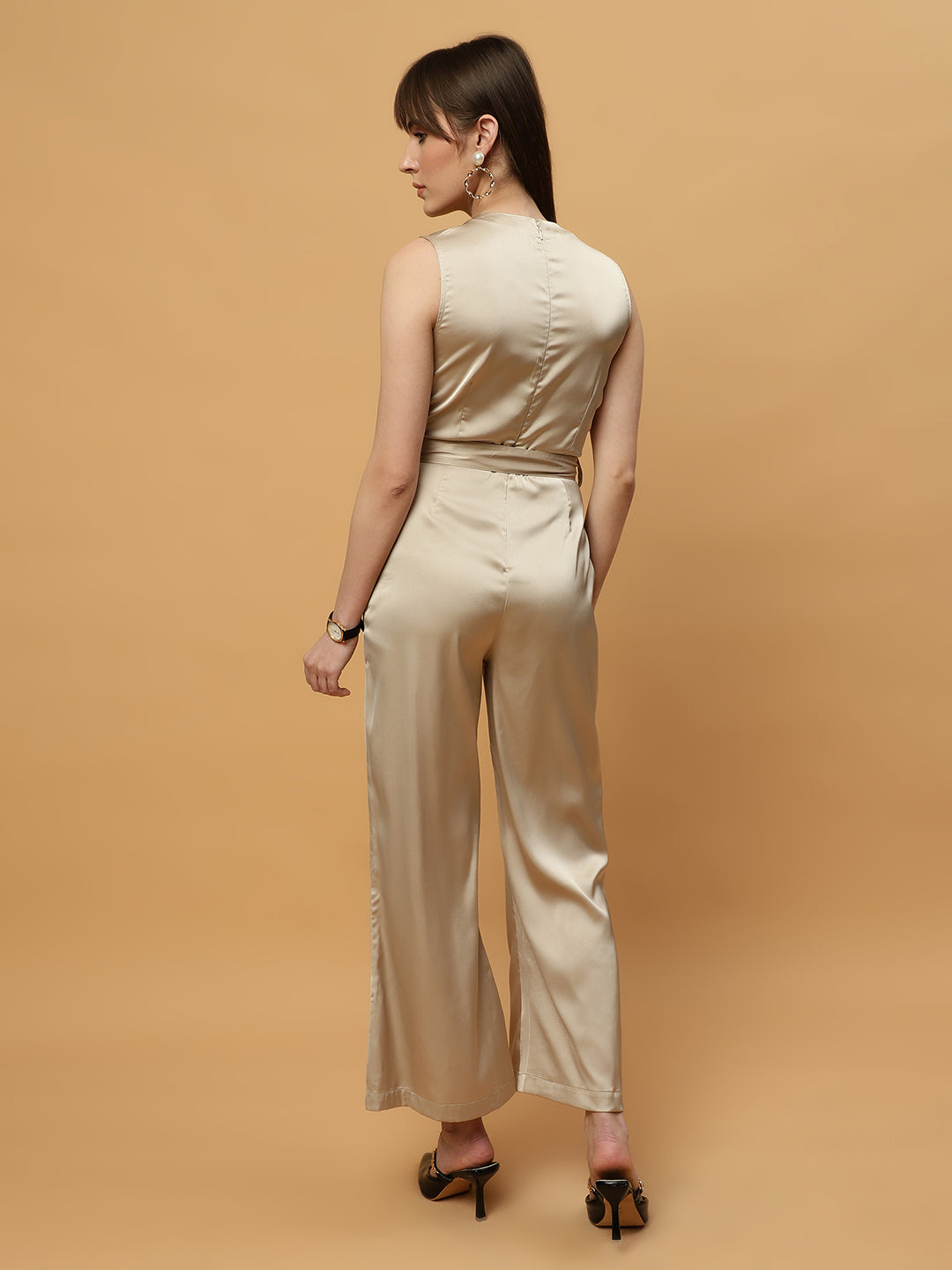 Champagne Gold Round Neck Jumpsuit