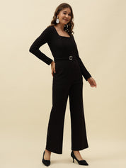 Straight Black Womens Jumpsuits Beatnik