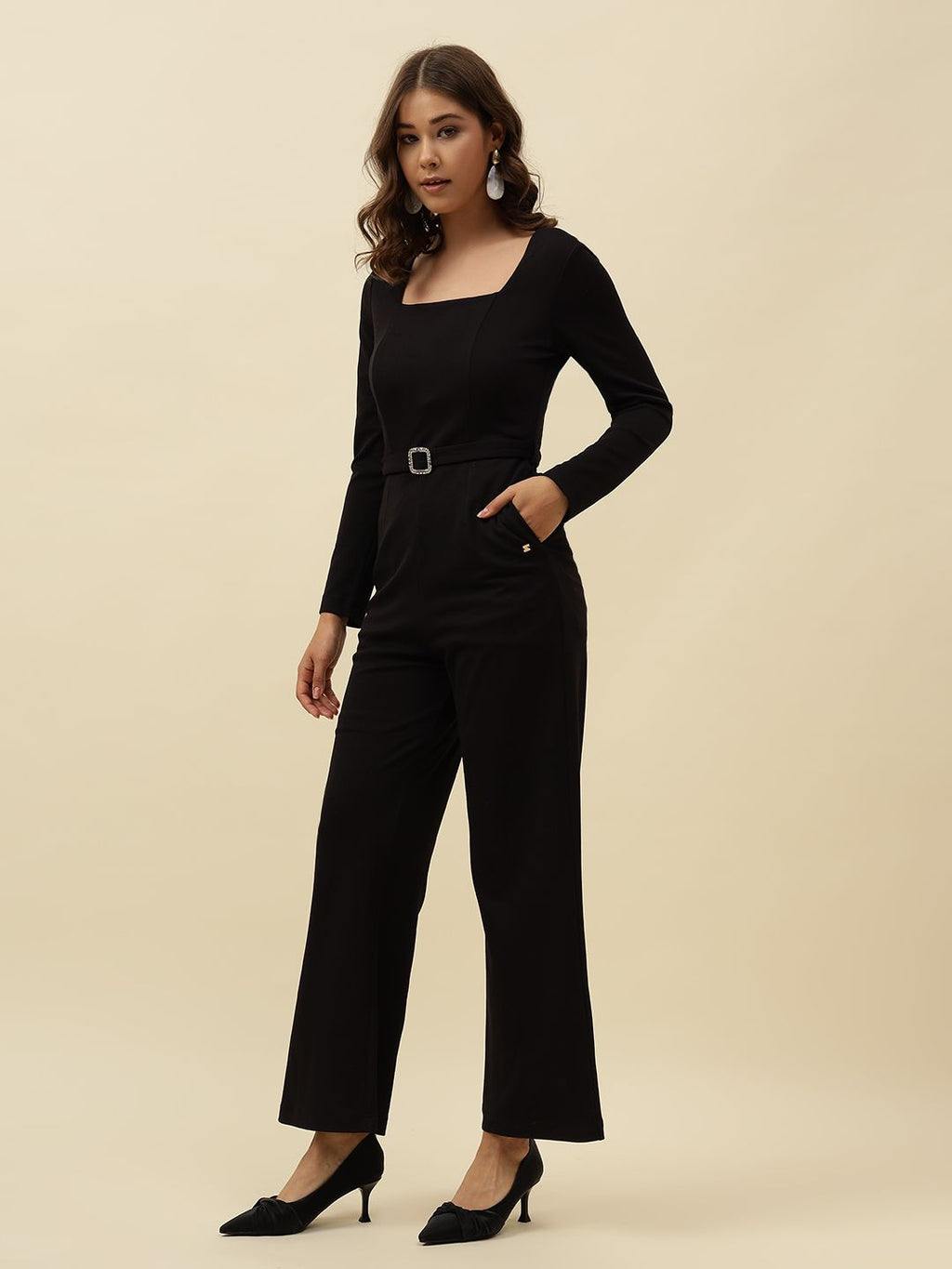 Straight Black Womens Jumpsuits Beatnik