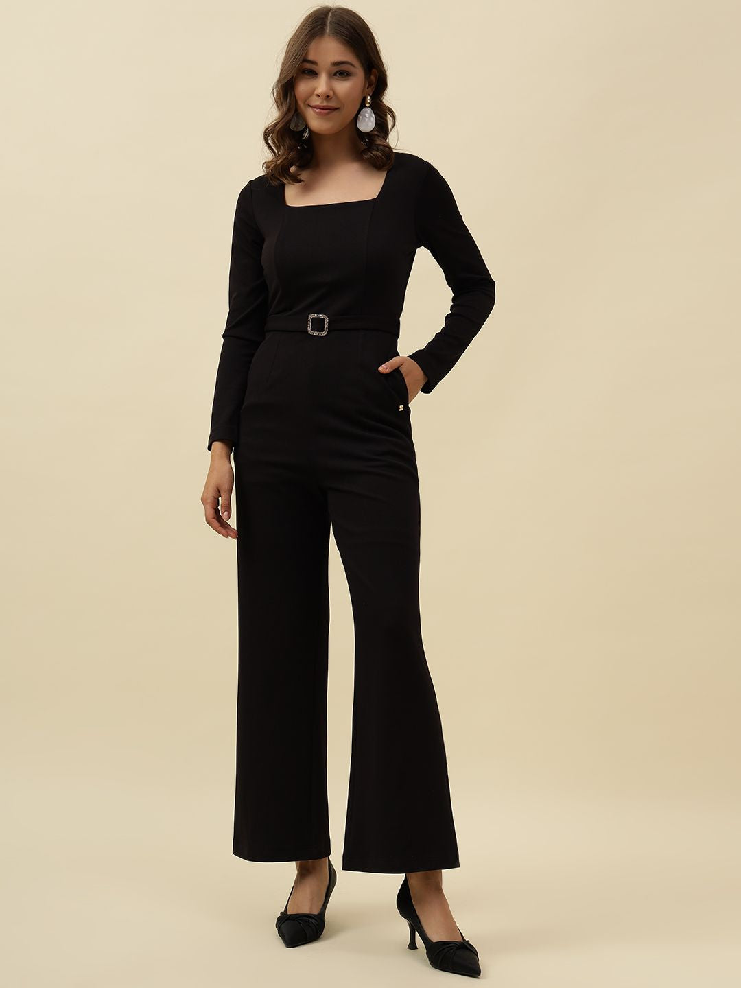 Straight Black Womens Jumpsuits Beatnik