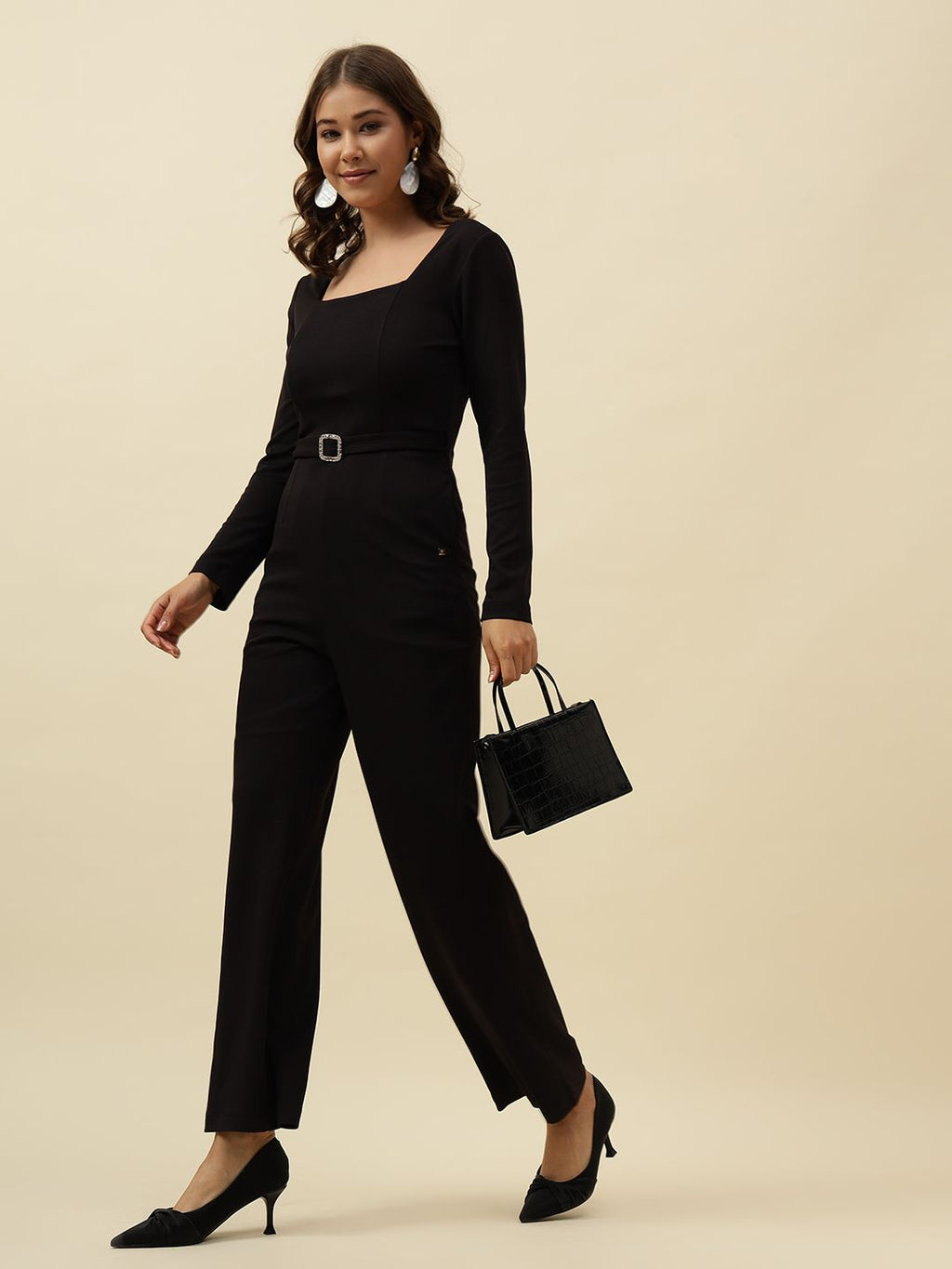 Straight Black Womens Jumpsuits Beatnik