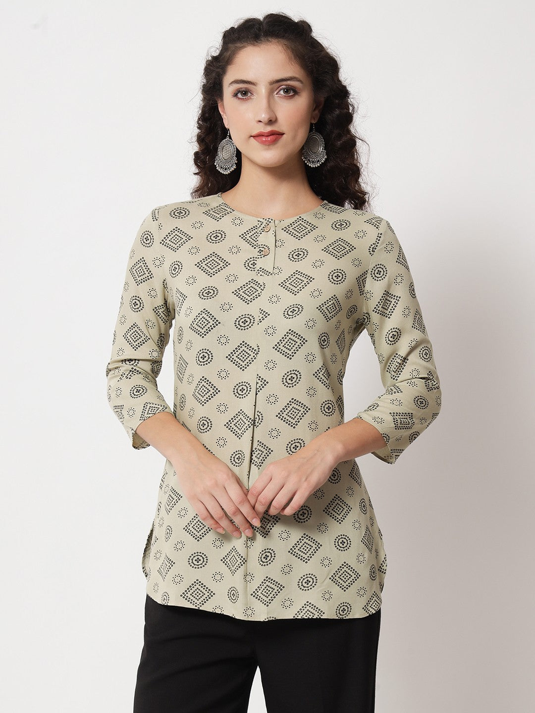 Beatnik Round Neck Light Green	Women Tunic Beatnik India