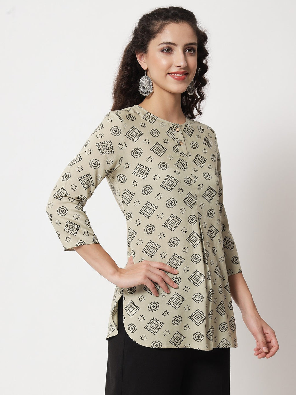 Beatnik Round Neck Light Green	Women Tunic Beatnik India
