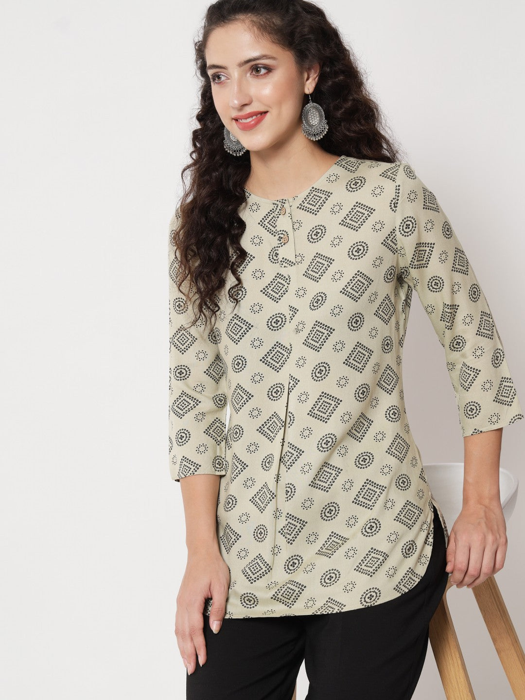 Beatnik Round Neck Light Green	Women Tunic Beatnik India