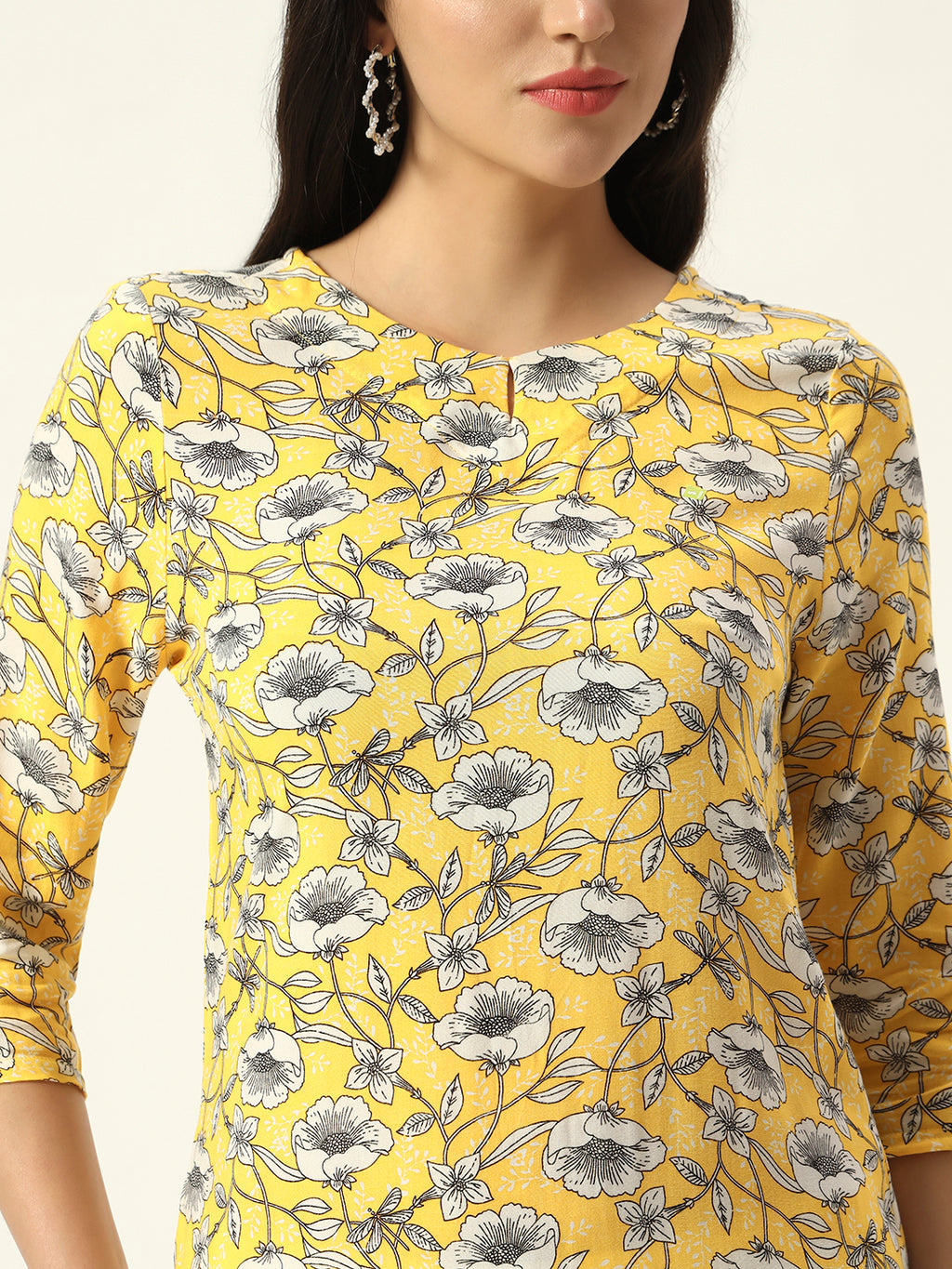 Beatnik Printed Casual Wear 3/4th Sleeve A-line Kurti