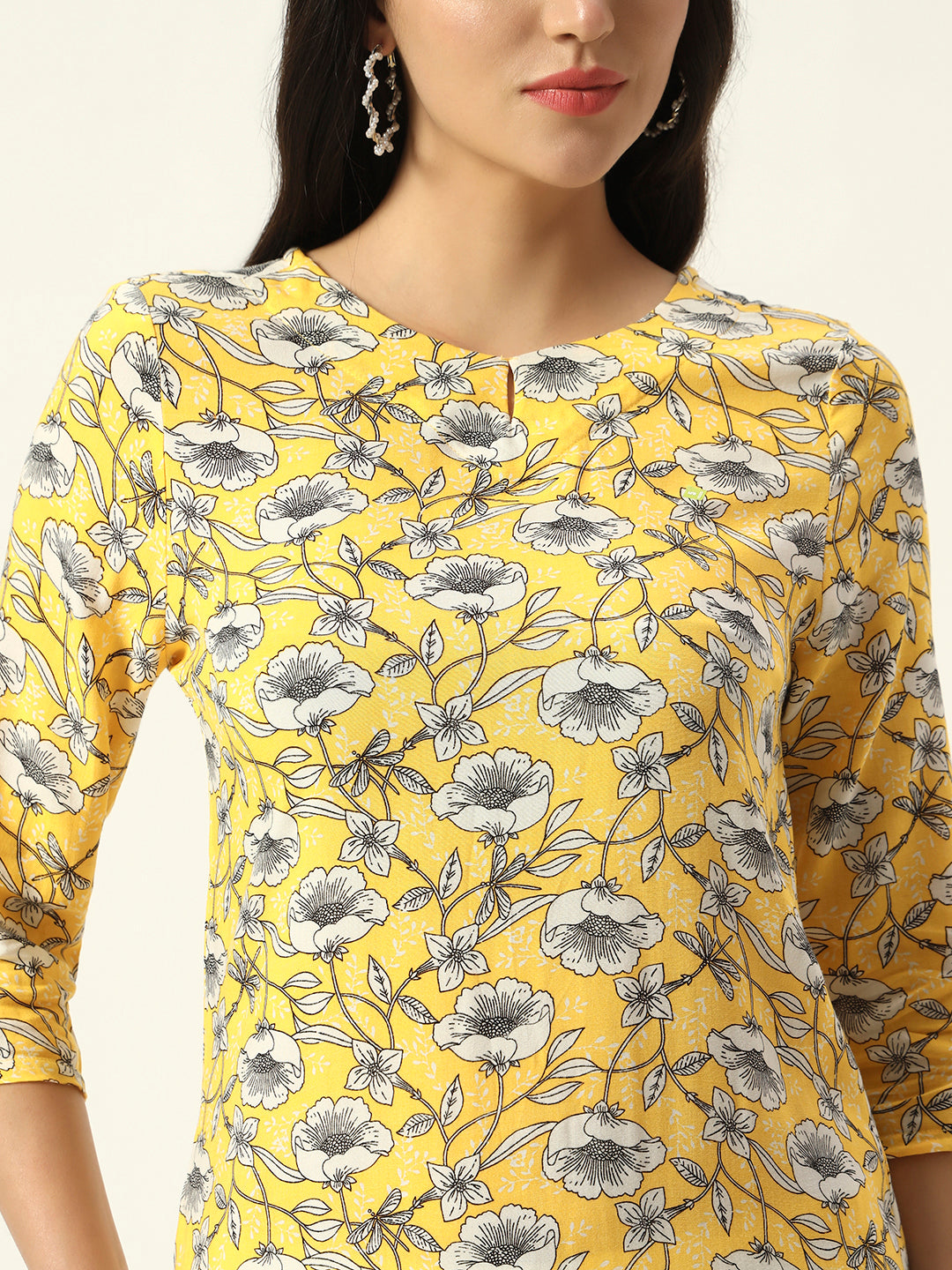 Beatnik Printed Casual Wear 3/4th Sleeve A-line Kurti