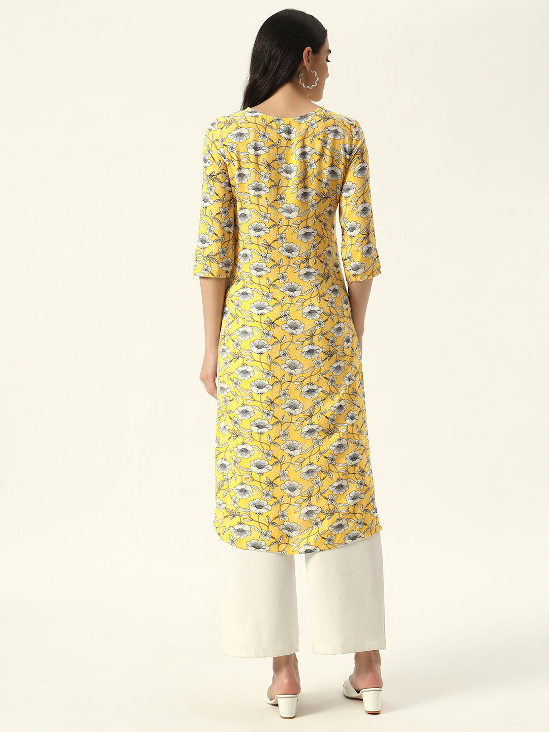 Beatnik Printed Casual Wear 3/4th Sleeve A-line Kurti