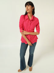 Beatnik Schiffli Spread Collar Fushia Western Shirt