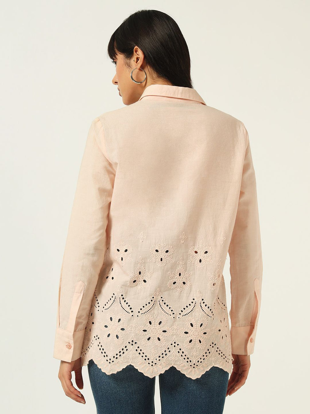 Beatnik Schiffli Spread Collar Peach Puff Western Shirt