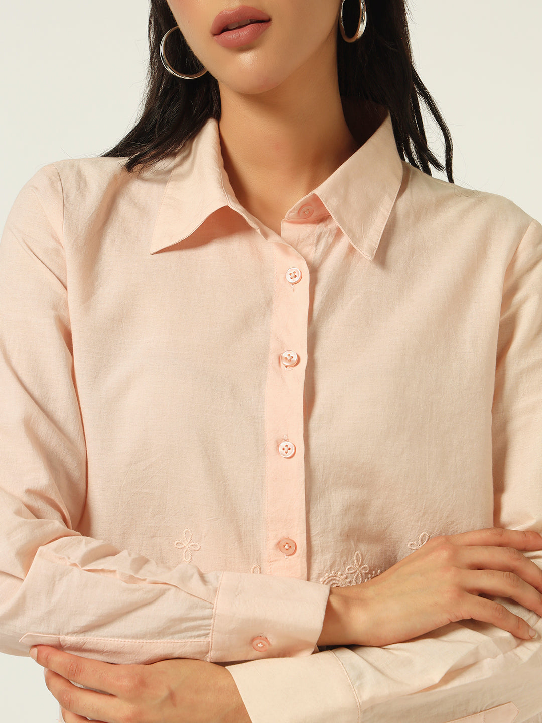 Beatnik Schiffli Spread Collar Peach Puff Western Shirt