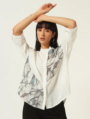 Beatnik Classic Meets Contemporary: The Band Collar Off White Shirt