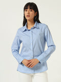 Beatnik’s Blue Power Striped Chic Statement Western Shirt
