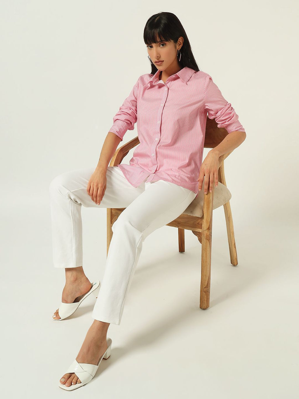Beatnik’s Pink Power Striped Chic Statement Western Shirt