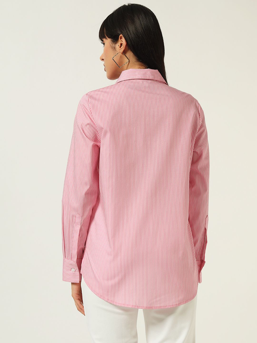 Beatnik’s Pink Power Striped Chic Statement Western Shirt