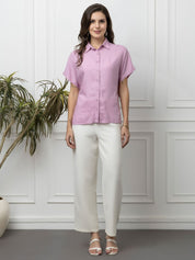 Beatnik Lavender Collar Rayon Womens Formal Shirt Beatnik India