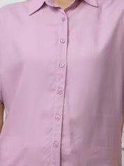 Beatnik Lavender Collar Rayon Womens Formal Shirt Beatnik India
