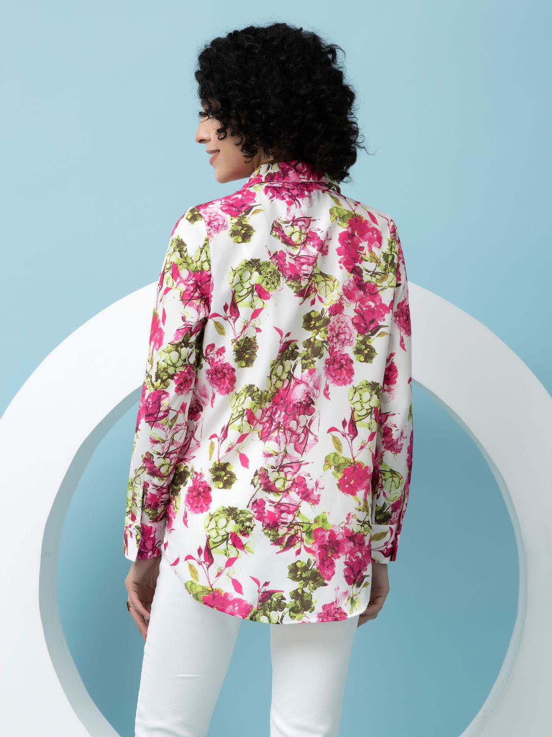 Beatnik Pink Collar Crepe Womens Western Shirt Beatnik India