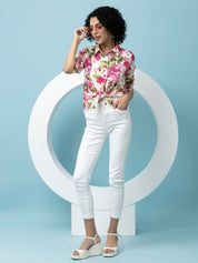 Beatnik Pink Collar Crepe Womens Western Shirt Beatnik India