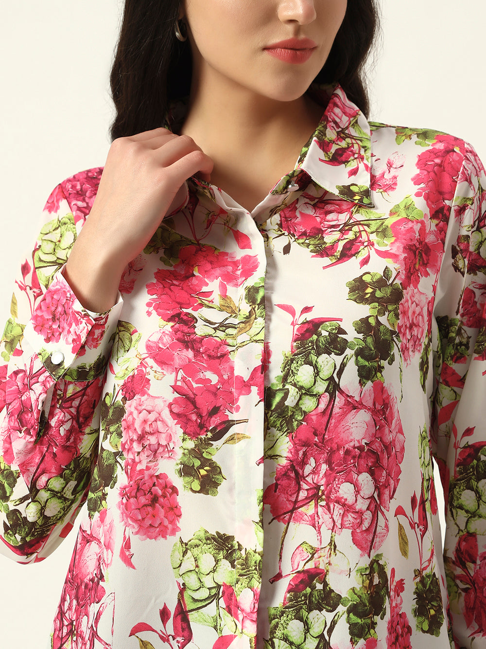 Beatnik Pink Collar Crepe Womens Western Shirt