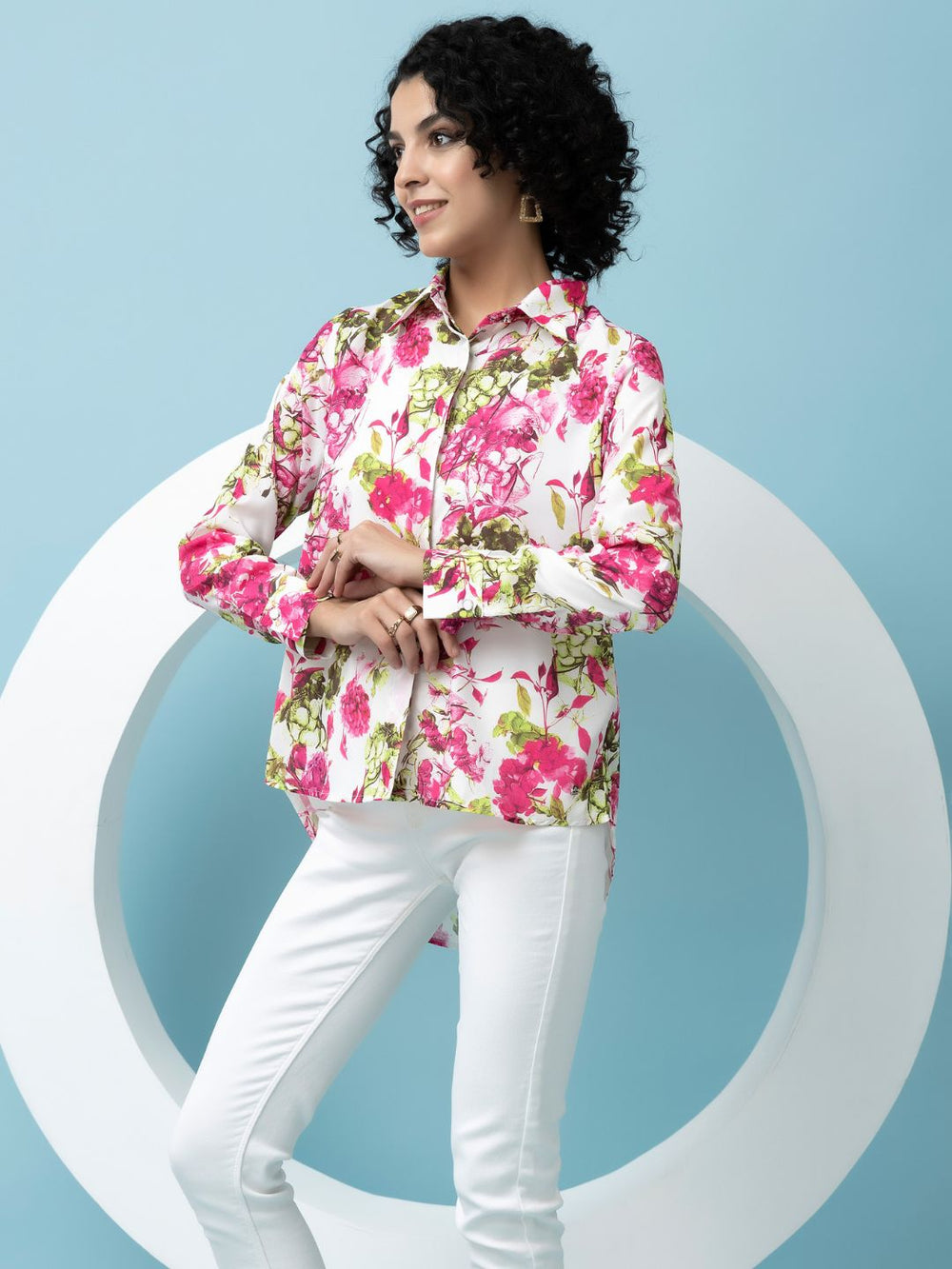 Beatnik Pink Collar Crepe Womens Western Shirt Beatnik India