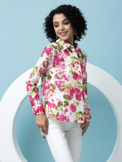 Beatnik Pink Collar Crepe Womens Western Shirt Beatnik India