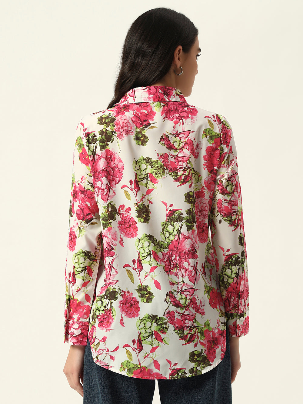 Beatnik Pink Collar Crepe Womens Western Shirt