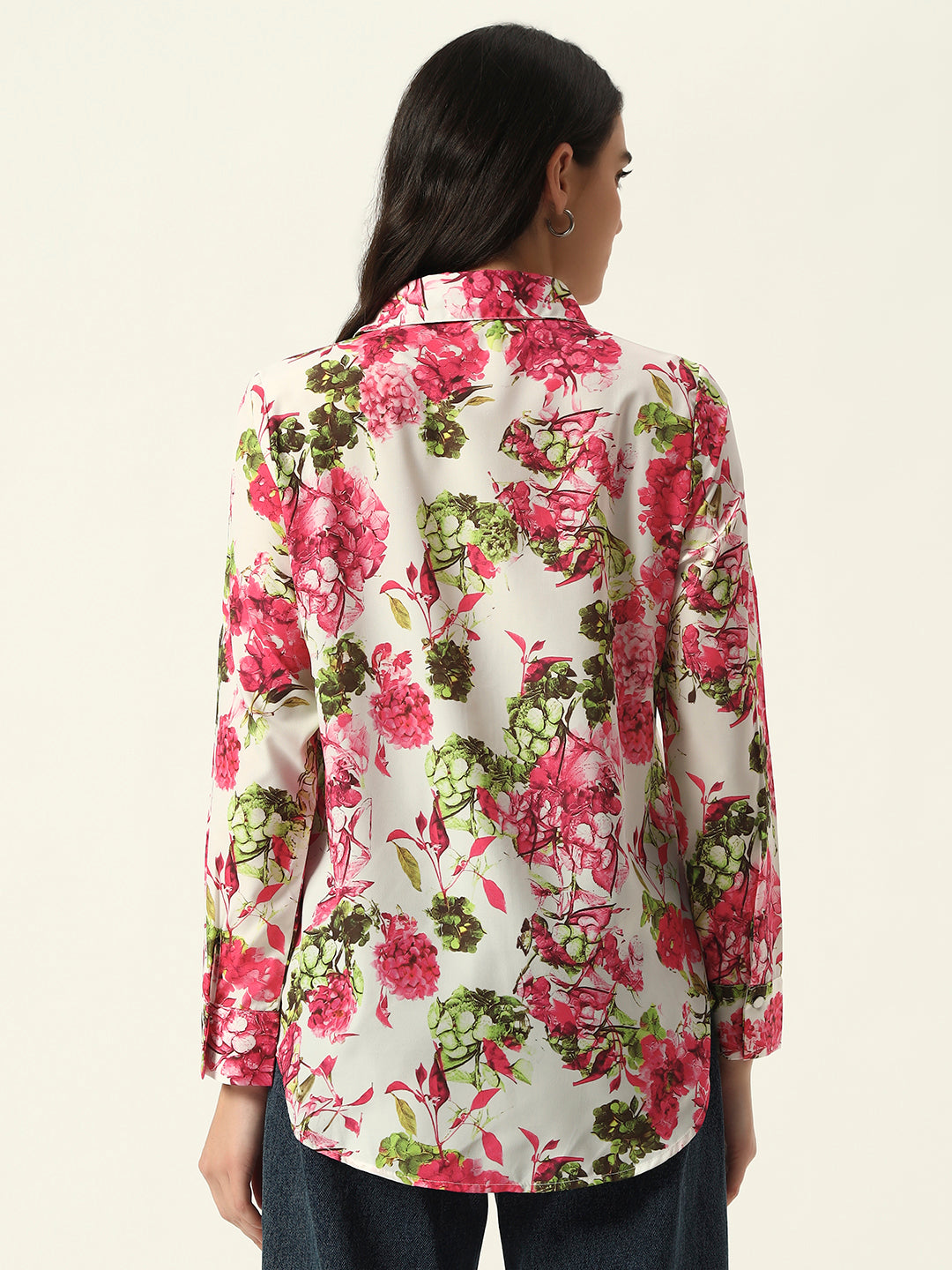 Beatnik Pink Collar Crepe Womens Western Shirt