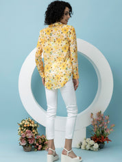 Beatnik Yellow Collar Georgette Womens Western Shirt Beatnik India