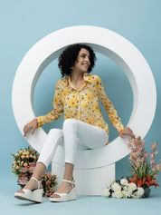 Beatnik Yellow Collar Georgette Womens Western Shirt Beatnik India