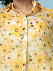 Beatnik Yellow Collar Georgette Womens Western Shirt Beatnik India