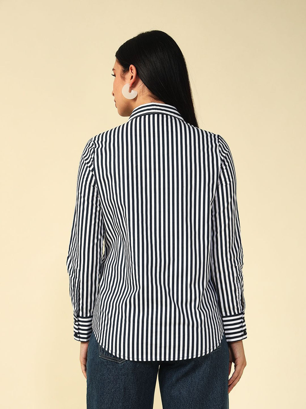 Navy Blue Formal Spread Collar Shirt Beatnik